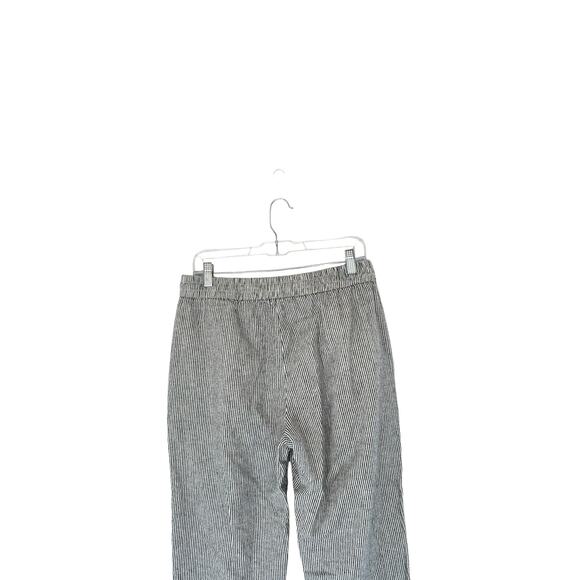 J.Crew Gray White Pull On Stretch Linen Cotton Striped Straight Leg Pant Size 10 - Picture 6 of 10